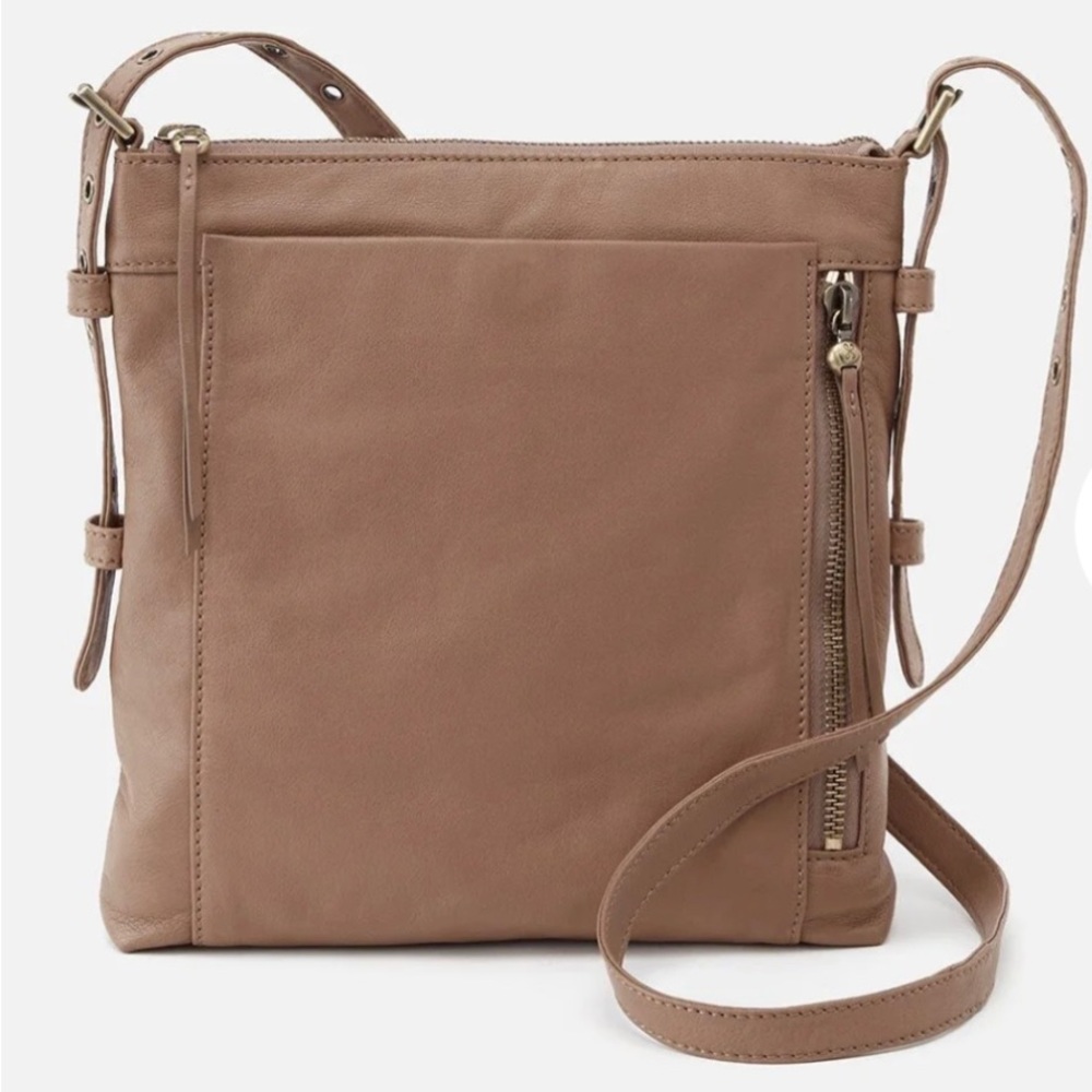 Hobo Treaty Crusade Taupe Genuine Leather Crossbody Bag
